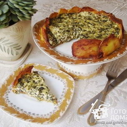 Творожный тарт с зеленью в картофельной корочке