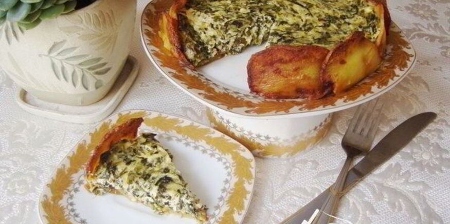 Рецепт творожного тарта с зеленью в картофельной корочке