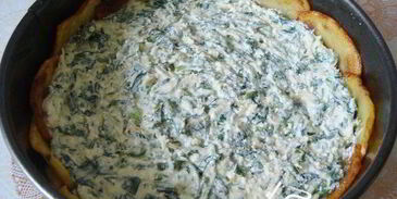 творожный тарт с зеленью в картофельной корочке