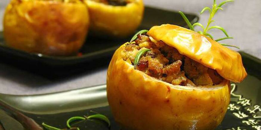 Рецепт яблочек, фаршированных мясом