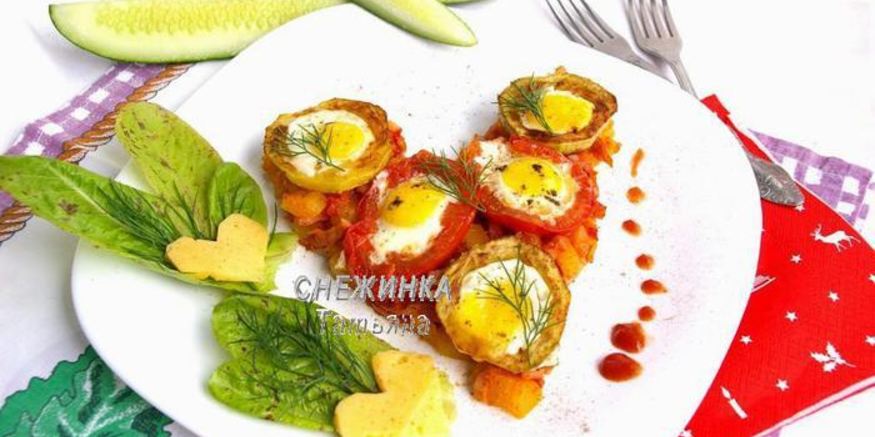 Рецепт сердечной яичницы из перепелиных яиц с овощами
