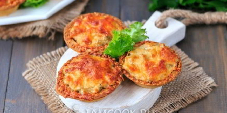 Рецепт жульена в тарталетках с грибами и сыром